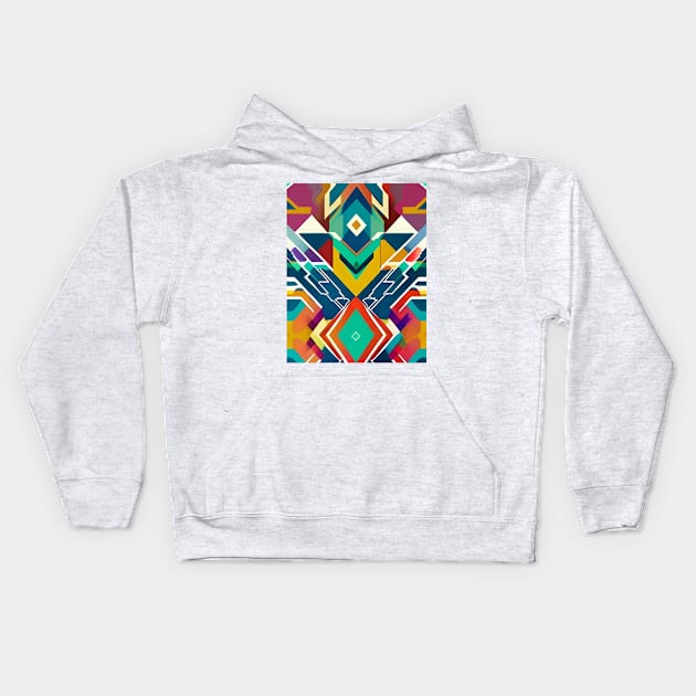 Mix colors with symmetrical design perfect for a gym bag Kids Hoodie by GrafDot